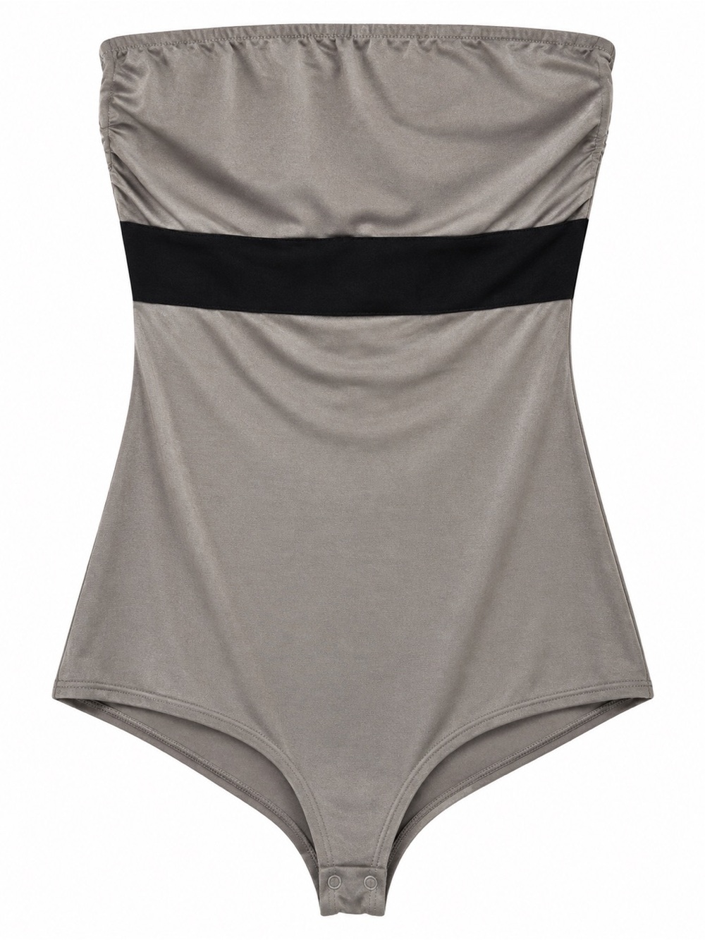 Twentyone Small Gray Strapless Bodysuit Black Waistband Made in USA